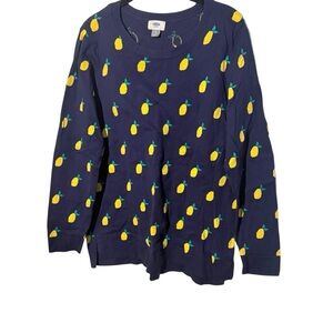 Old Navy Lemon Printed Scoopneck Knit Long Sleeve Top Size XL